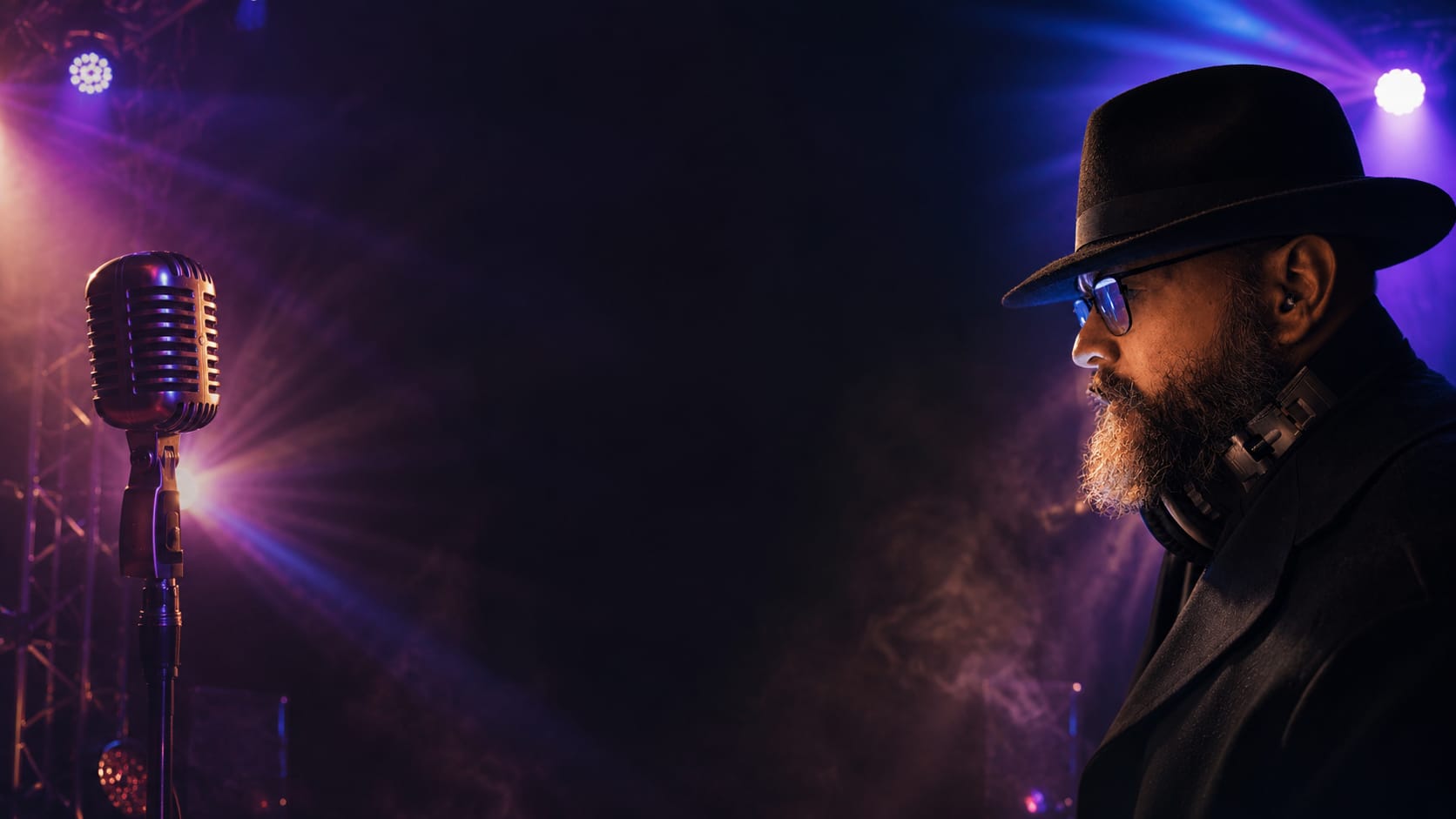 MixMaster Jack DJing at an event with purple stage lighting